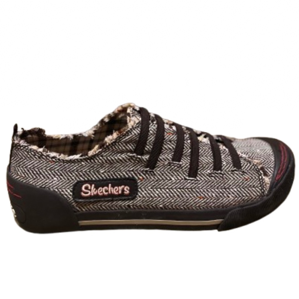 Skechers Women’s Brown Multi Plaid Slip In Casual Sneakers Sz-10